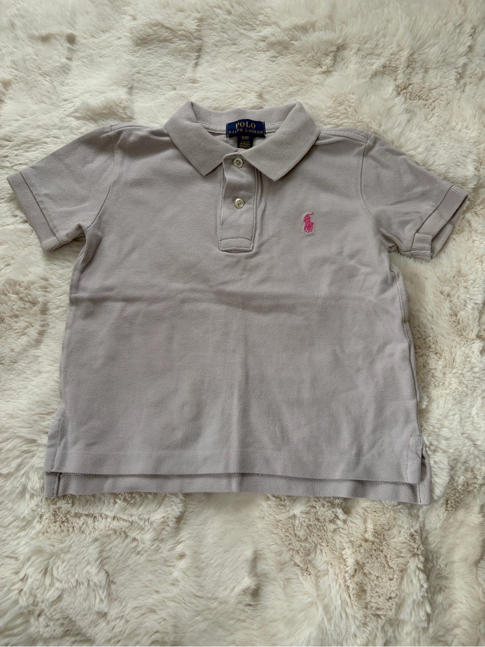 Polo by Ralph Lauren Light Gray Kids Polo with Pink Pony